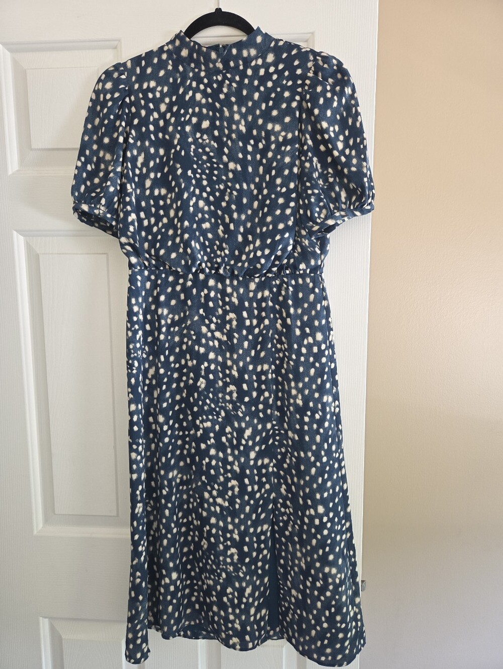 NWOT Anne Taylor Blue and White Spot Midi Dress